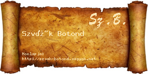 Szvák Botond névjegykártya